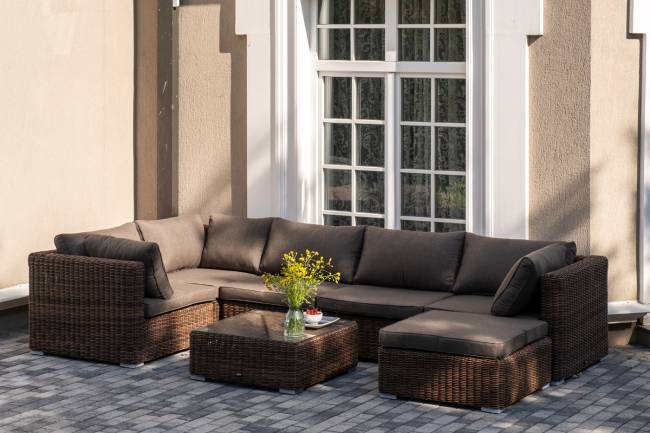 "Лунго" трансформирующаяся лаунж-зона из искусственного ротанга, цвет коричневый