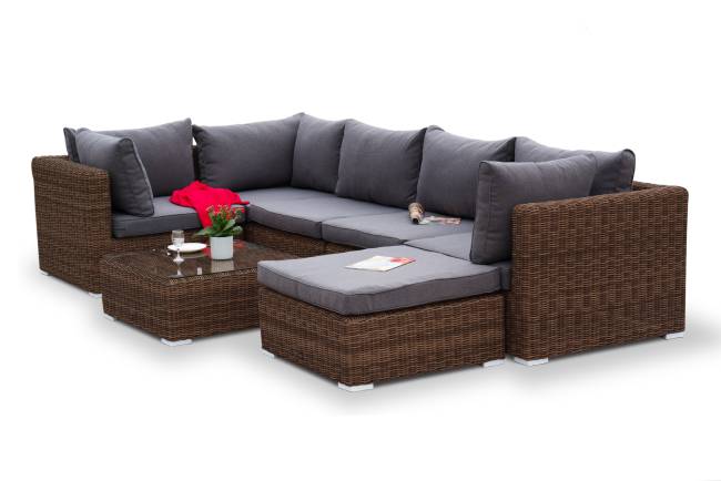 "Лунго" трансформирующаяся лаунж-зона из искусственного ротанга, цвет коричневый