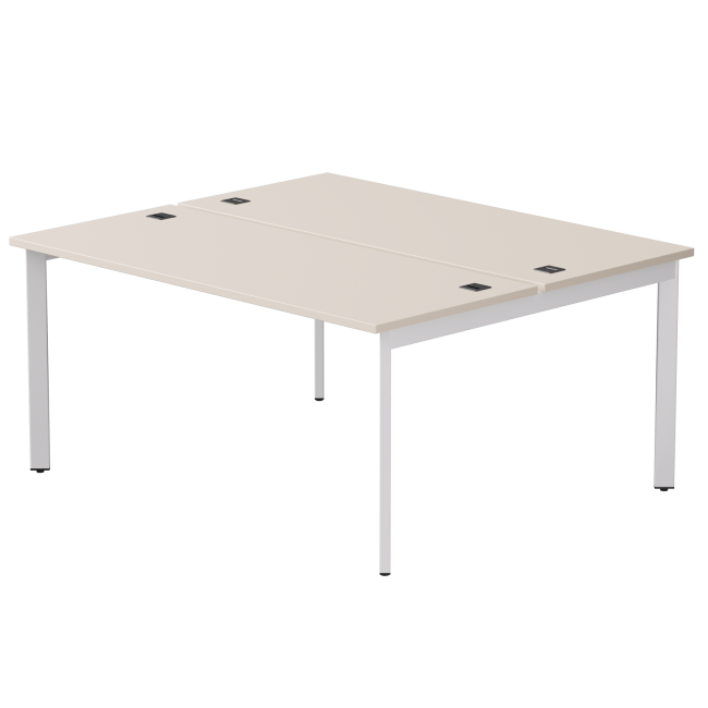 Бенч-система на 2 места Everprof EVO на металлокаркасе 1580х670(1370)x755 опоры 45гр Кашемир/Белый