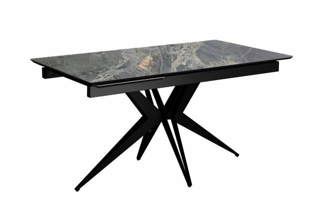 Стол DikLine DKS140 керамика Nebula Gold (мрамор глянец серый), подстолье черное, опоры черные (2уп.) Стол DikLine DKS140 керамика Nebula Gold (мрамор глянец серый), подстолье черное, опоры черные (2уп.)