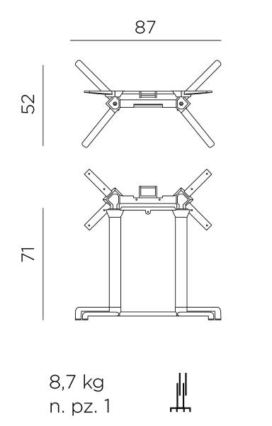Подстолье металлическое двойное складное Scudo Double антрацит 870х520х720 мм