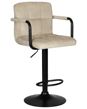 Стул барный DOBRIN KRUGER ARM BLACK, бежевый вельвет (LAR-E2041-04)