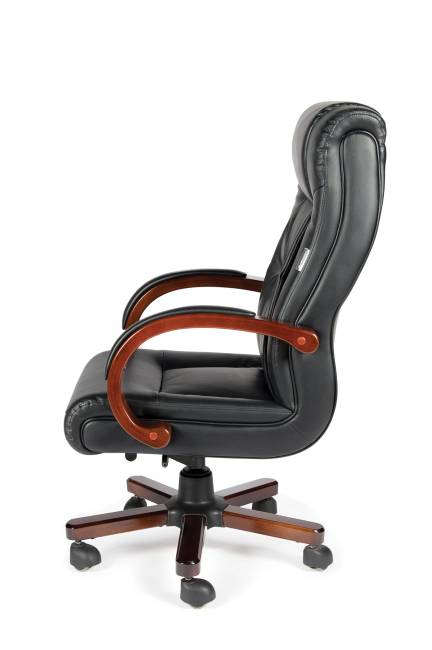 Кресло офисное / Консул кожа / дерево / черная кожа / мультиблок