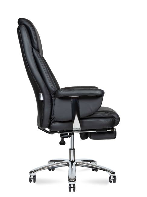 Кресло офисное / Парламент / (black) сталь + хром / черная экокожа