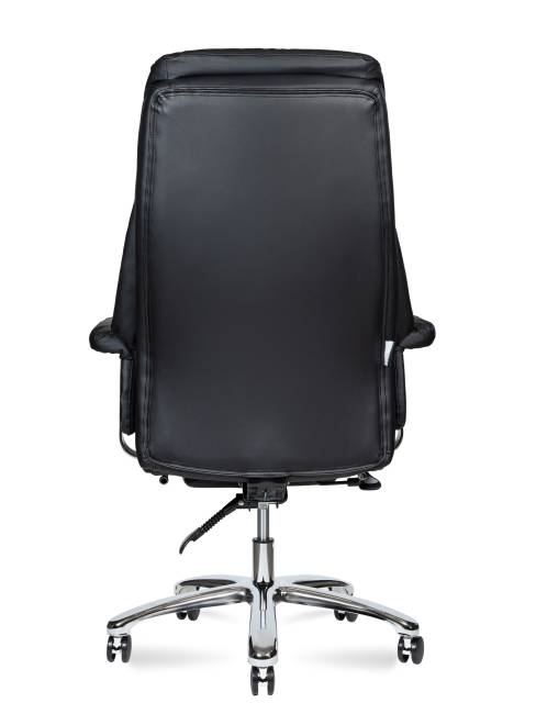Кресло офисное / Парламент / (black) сталь + хром / черная экокожа