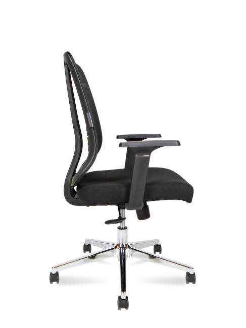 Кресло офисное / Tema Chrome 2D LB  / база хром / черный пластик / черная сетка / черная ткань