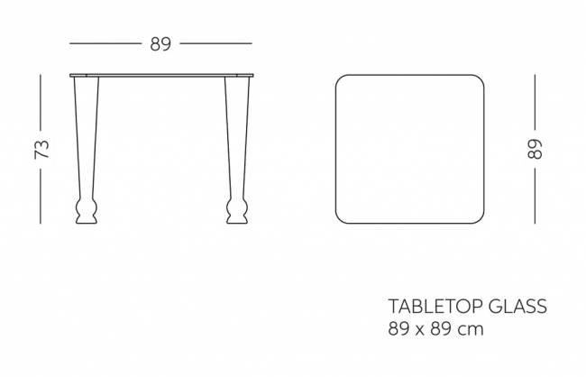 Стол стеклянный обеденный Osvaldo Standard 890х890х730 мм