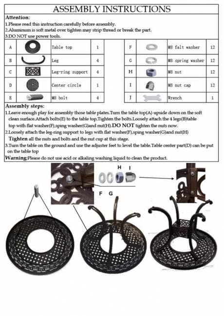 Металлическая обеденная группа из литого алюминия