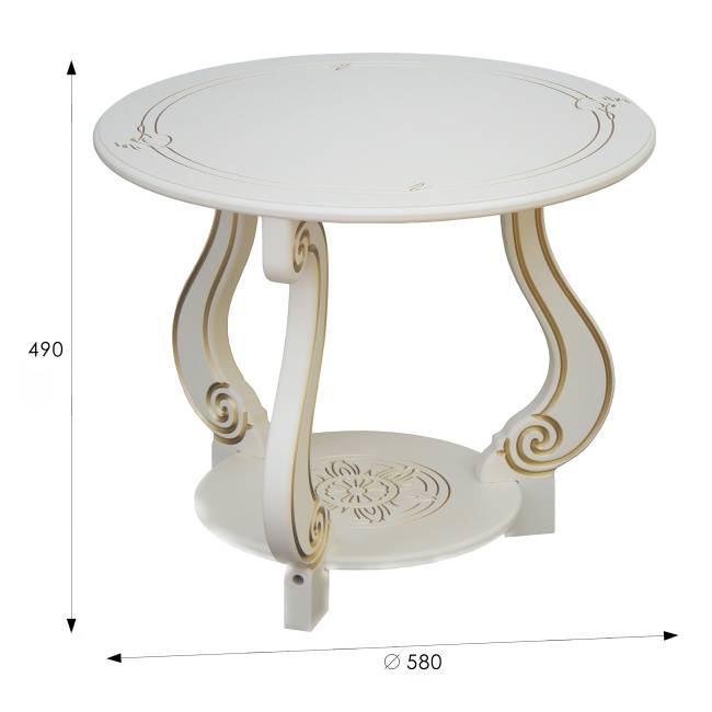 Стол журнальный Грация (М) слоновая кость/золото Стол журнальный Грация (М) слоновая кость/золото