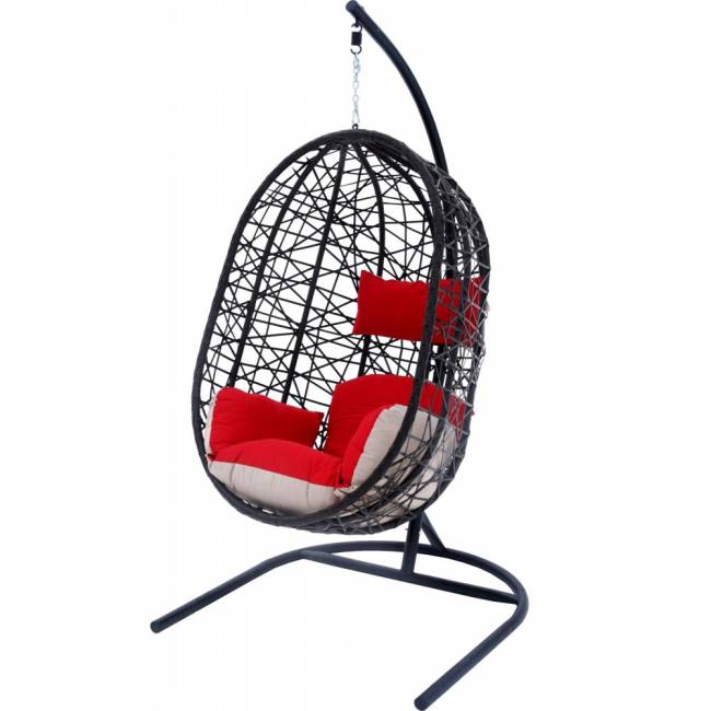 Кресло подвесное Кокон XL, темно-коричневый, красный, бежевый