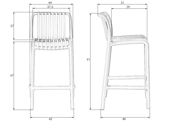 Набор 4 шт Стул полубарный DOBRIN CHLOE, черный
