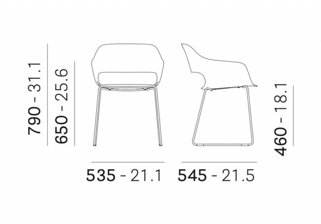 Кресло пластиковое на полозьях Babila 535х545х790 мм