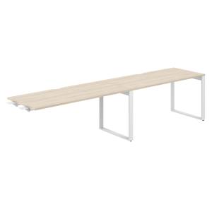 AG.196.AR.V.72.WH / Рабочая станция комбо s-b-s 3200х700х750 / профиль О-образный: 70х20 белый; столешница с вырезом; столешница: акация равелло