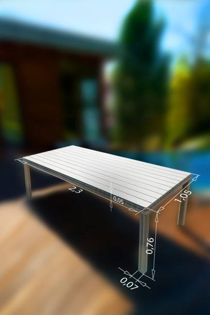 Стол обеденный из искусственного ротанга "Венеция 230", серый