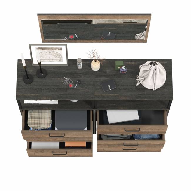 Два комода с ящиками Трувор 13.307.02 и зеркало цвет дуб гранж песочный/интра