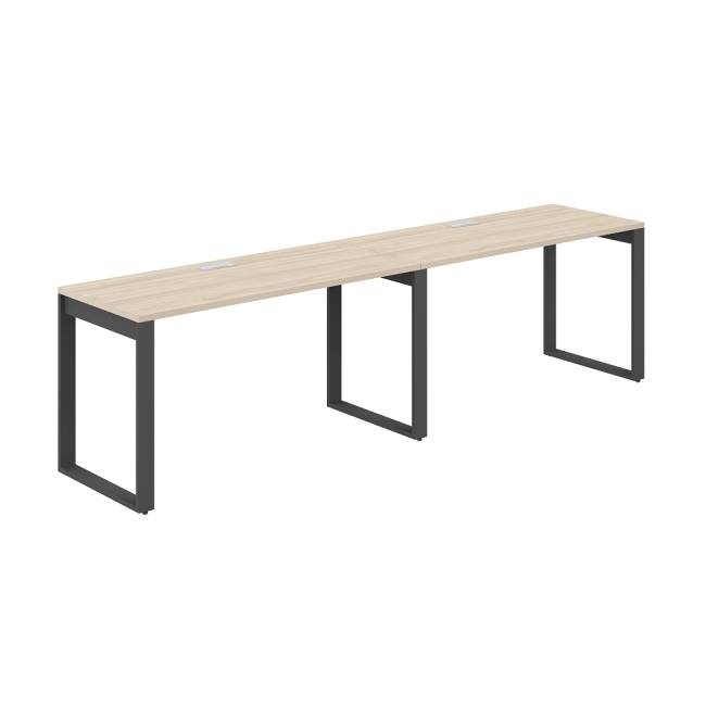 AG.172.AR.L.72.AN / Рабочая станция s-b-s 2800х600х750 / профиль О-образный: 70х20 антрацит; лючок: серебро; столешница: акация равелло