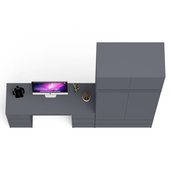 Стол 2-х тумбовый компьютерный со шкафом и антресолью на 900 Мори цвет графит