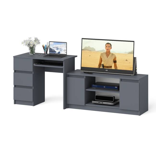 Стол компьютерный однотумбовый МС-6 левый с тумбой 1200-1 Мори цвет графит