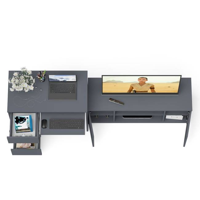 Стол компьютерный однотумбовый МС-6 левый с тумбой 1200-1 Мори цвет графит