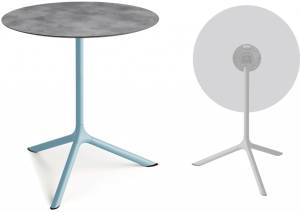 Стол ламинированный обеденный складной Tripe Maxi Folding голубой, цементный Ø800х740 мм