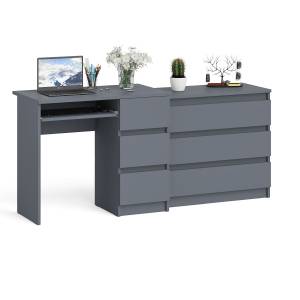 Компьютерный стол с тремя ящиками МС-6 правый с комодом на три ящика Мори цвет графит