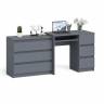 Компьютерный стол с тремя ящиками МС-6 правый с комодом на три ящика Мори цвет графит