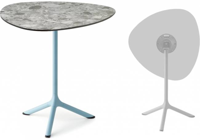 Стол ламинированный обеденный складной Tripe Folding голубой, зернистый 640х640х740 мм