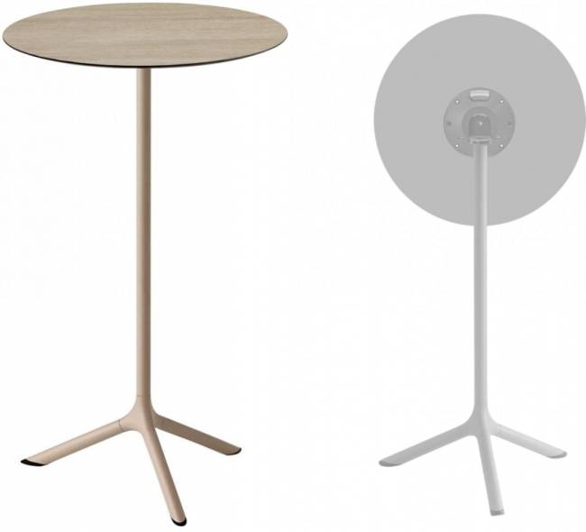 Стол ламинированный барный складной Tripe Folding тортора, состаренный дуб тортора Ø600х1100 мм