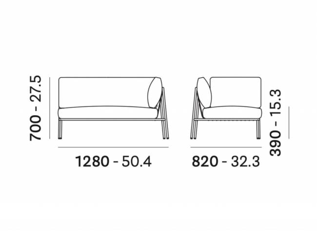 Диван с левым подлокотником Nolita Sofa 2480х800х700 мм