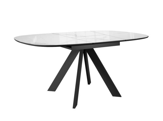 Стол DikLine BK100 Керамика Carrara Gloss (мрамор глянец белый)/подстолье черное/опоры черные