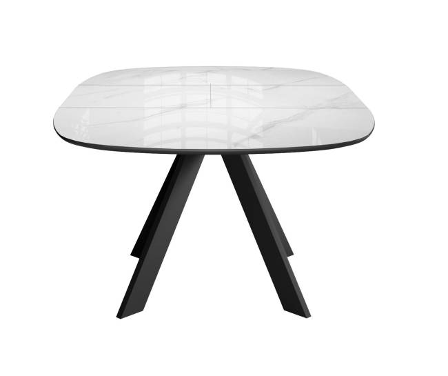 Стол DikLine BK100 Керамика Carrara Gloss (мрамор глянец белый)/подстолье черное/опоры черные