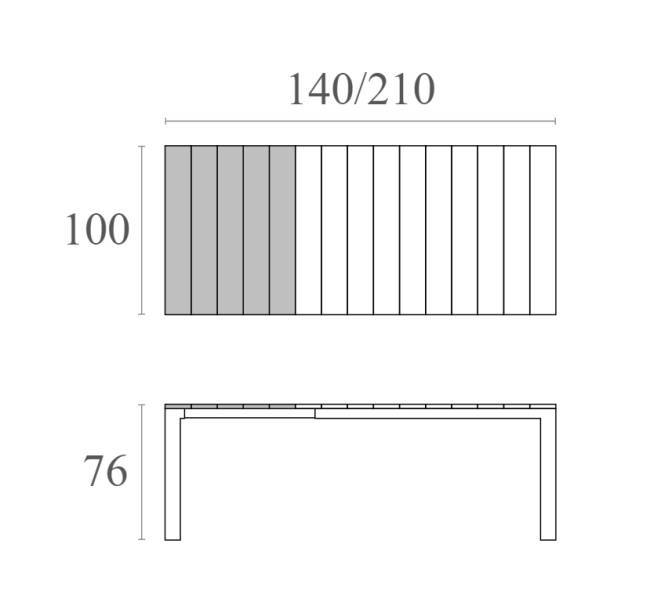 Стол пластиковый раздвижной Atlantic Table 140/210 черный 1400-2100х1000х760 мм