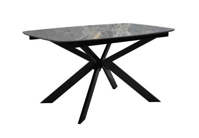 Стол DikLine BK140 керамика Nebula Gold (мрамор глянец серый), подстолье черное, опоры черные