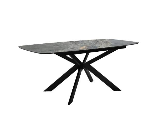 Стол DikLine BK140 керамика Nebula Gold (мрамор глянец серый), подстолье черное, опоры черные