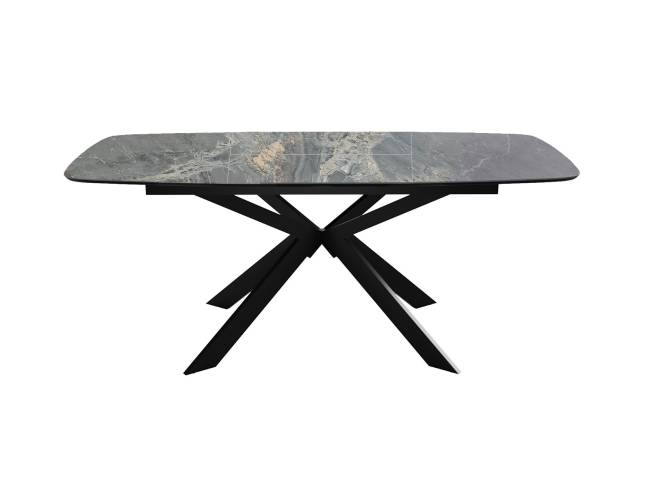 Стол DikLine BK140 керамика Nebula Gold (мрамор глянец серый), подстолье черное, опоры черные