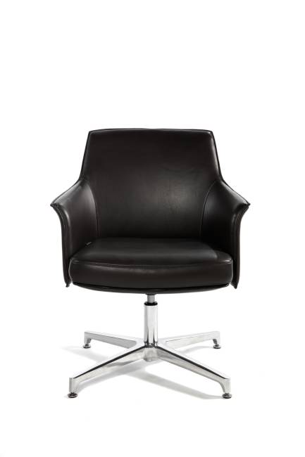 Кресло офисное / Бордо CF / темно-коричневая кожа / алюминиевая крестовина