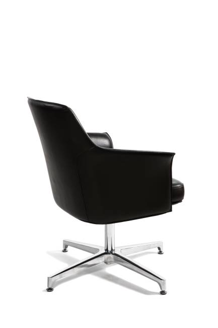 Кресло офисное / Бордо CF / темно-коричневая кожа / алюминиевая крестовина