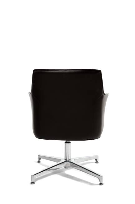 Кресло офисное / Бордо CF / темно-коричневая кожа / алюминиевая крестовина