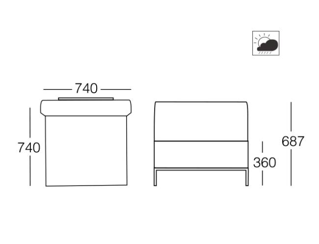 Кресло с подушками Slim Stripe антрацит, светло-серый 740х740х687 мм