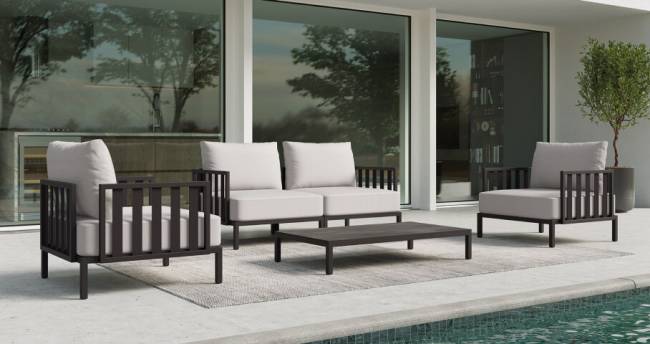 Кресло с подушками Slim Stripe антрацит, светло-серый 740х740х687 мм