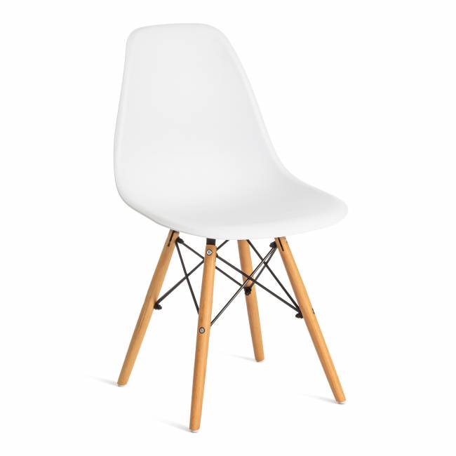 Стул CINDY (EAMES) (mod. 1801) дерево бук/металл/сиденье пластик, 45x51x82 см, White (белый) (Комплект из 4 шт.) White (белый) дерево бук/металл/сиденье пластик
