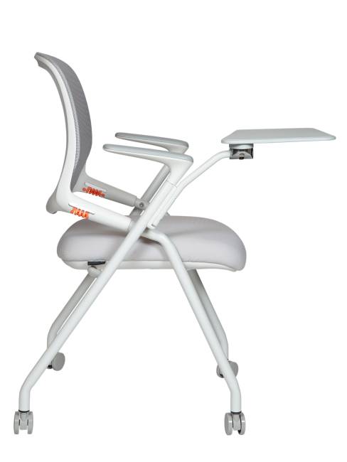 Стул / Swift / серая сетка/серая ткань/белый каркас/пюпитр/ролики