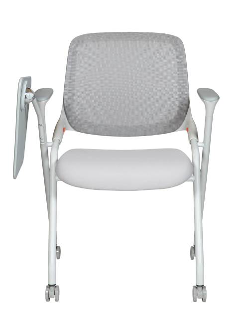 Стул / Свифт / Swift / серая сетка / серая ткань / белый каркас / пюпитр / ролики