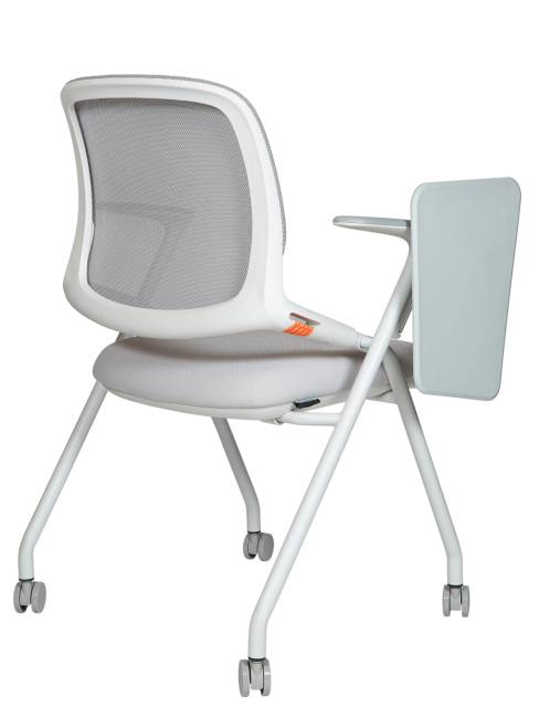 Стул / Свифт / Swift / серая сетка / серая ткань / белый каркас / пюпитр / ролики