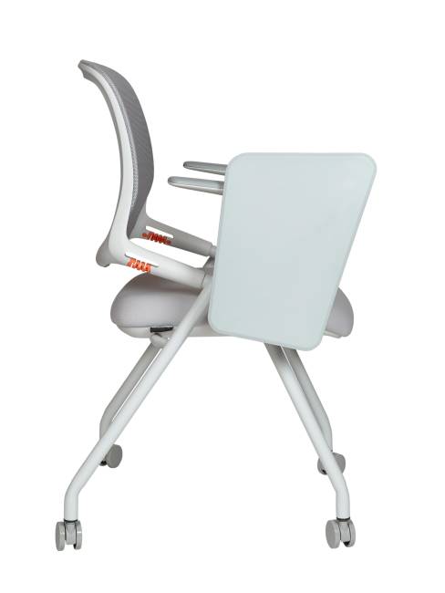 Стул / Свифт / Swift / серая сетка / серая ткань / белый каркас / пюпитр / ролики