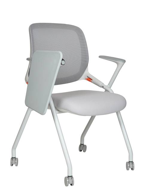 Стул / Свифт / Swift / серая сетка / серая ткань / белый каркас / пюпитр / ролики