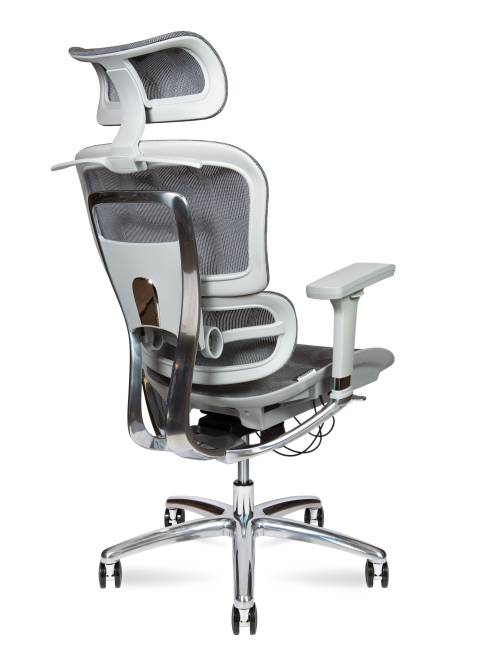 Кресло офисное / Крон алюминюм грэй / Kron aluminium grey / серый пластик / серая сетка / алюминиевая база