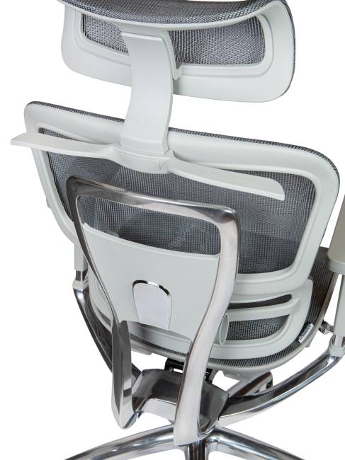 Кресло офисное / Крон алюминюм грэй / Kron aluminium grey / серый пластик / серая сетка / алюминиевая база