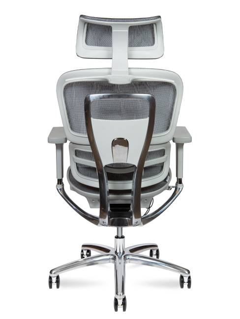 Кресло офисное / Крон алюминюм грэй / Kron aluminium grey / серый пластик / серая сетка / алюминиевая база