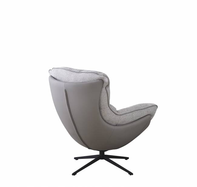 Комплект кресло HUG светло-серый, экокожа, шенилл с оттоманкой светло-серый, экокожа